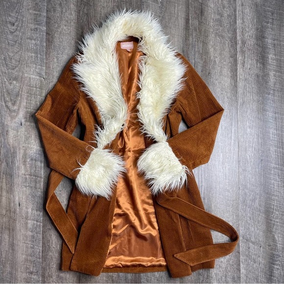 Show Me Your Mumu Corduroy Fur Penny Lane Coat Size XS - Picture 6 of 16